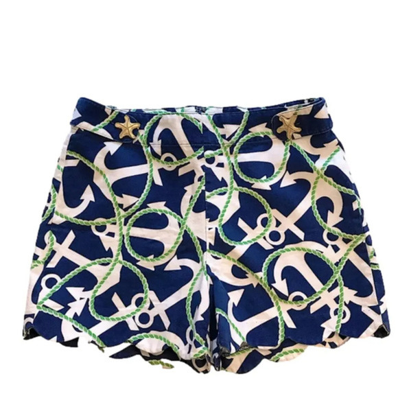 Mud Pie Shorts with Scalloped Hemline Anchor Design & Starfish Buttons S - Picture 2 of 5